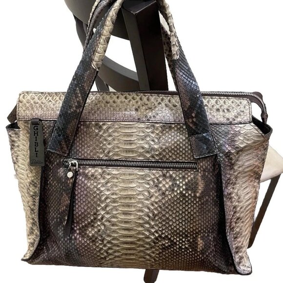 Ghibli Italy Genuine Python Multicolor/Metallic  Shoulder/Tote Bag - Picture 2 of 11